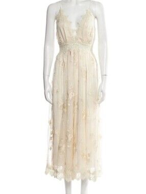 Zimmermann Tropicale Antique Jumpsuit  ivory plunging V-neck floral embroidered